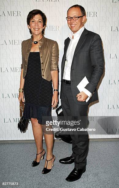 President of La Mer Maureen Case and Dominic DeVetta attend the Le Mer Celebrates "Liquid Light" By Fabien Baron at The Glass House on September 10,...