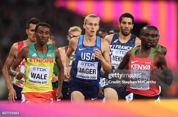 London , United Kingdom - 8 August 2017; Evan Jager of the USA during the final of the Men's 3000m Steeplechase event during day five of the 16th...
