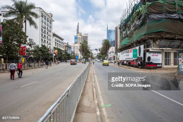 Empty streets of Nairobi during the elections in Kenya. Downtown central business district is mostly over crowded with people and traffic.