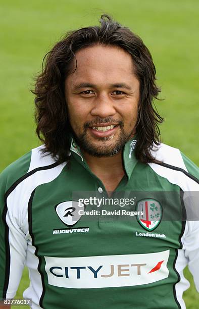 Portrait of Seilala Mapusua of London Irish at the London Irish training session held on September 11, 2008 in Sunbury-on-Thames, England.