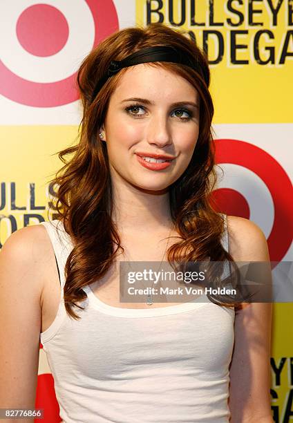 Actress Emma Roberts attends the opening night party for the Target Bullseye Bodegas on September 10, 2008 in New York City.