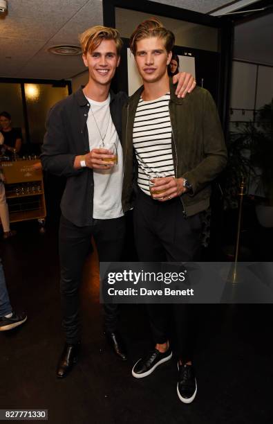 Sam Harwood and Toby Huntington-Whiteley attend the launch of James Bay's new Topman collection at The Ace Hotel on August 8, 2017 in London, England.