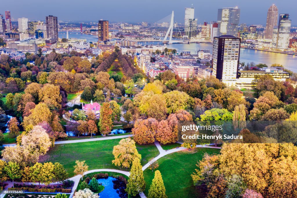 Aerial panorama of Rotterdam