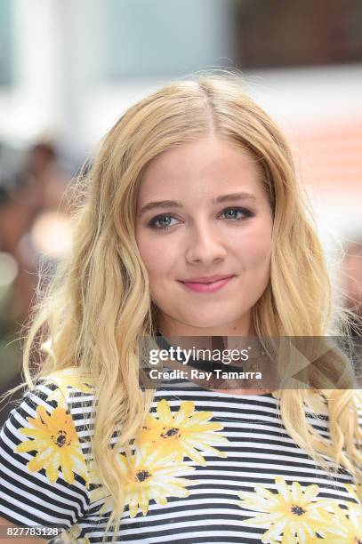 Singer Jackie Evancho enters the "AOL Build" taping at the AOL Studios on August 08, 2017 in New York City.