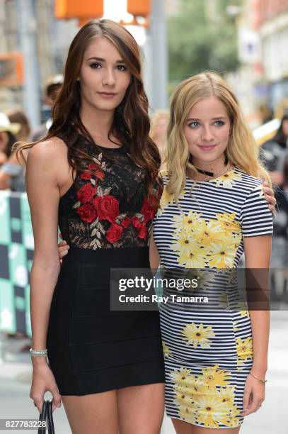 Juliet Evancho and singer Jackie Evancho enter the "AOL Build" taping at the AOL Studios on August 08, 2017 in New York City.