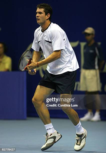 Guilermo Garcia-Lopez defeats John Paul Fruttero 3-6, 6-3, 7-6 in the first round of the Thailand Open, in Bangkok Thailand on September 26, 2005.