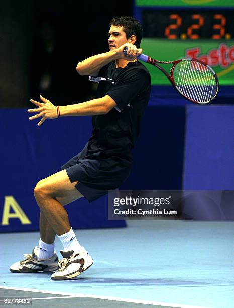 Guilermo Garcia-Lopez defeats John Paul Fruttero 3-6, 6-3, 7-6 in the first round of the Thailand Open, in Bangkok Thailand on September 26, 2005.
