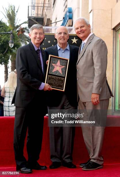 Leron Gubler, Jeffrey Tambor, and Jeff Zarrinnam at the ceremony honoring Jeffrey Tambor with a star on the Hollywood Walk of Fame on August 8, 2017...