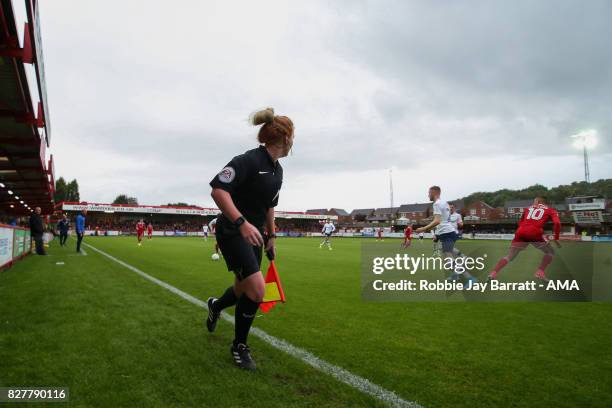 Lineswoman Helen Byrne during the Carabao Cup First Round match between Accrington Stanley and Preston North End at on August 8, 2017 in Accrington,...