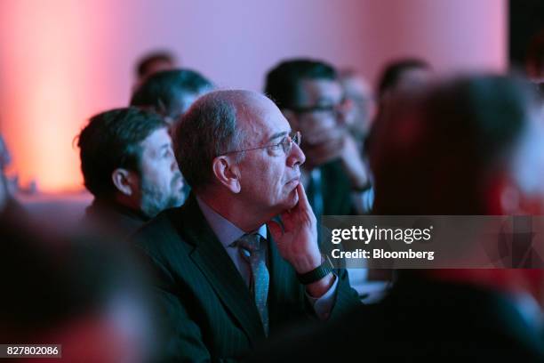 Pedro Parente, chief executive officer of Petroleo Brasileiro SA, listens during the 2017 Exame Chief Executive Office event in Sao Paulo, Brazil, on...