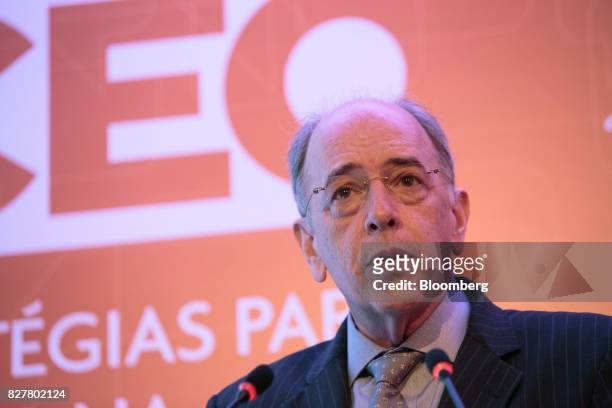 Pedro Parente, chief executive officer of Petroleo Brasileiro SA, speaks during the 2017 Exame Chief Executive Office event in Sao Paulo, Brazil, on...