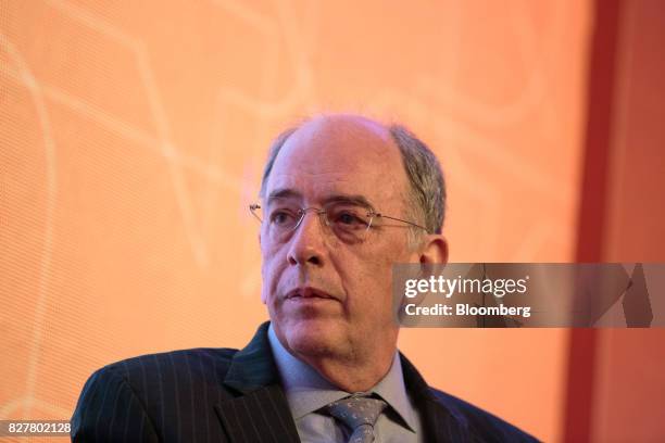 Pedro Parente, chief executive officer of Petroleo Brasileiro SA, listens during the 2017 Exame Chief Executive Office event in Sao Paulo, Brazil, on...