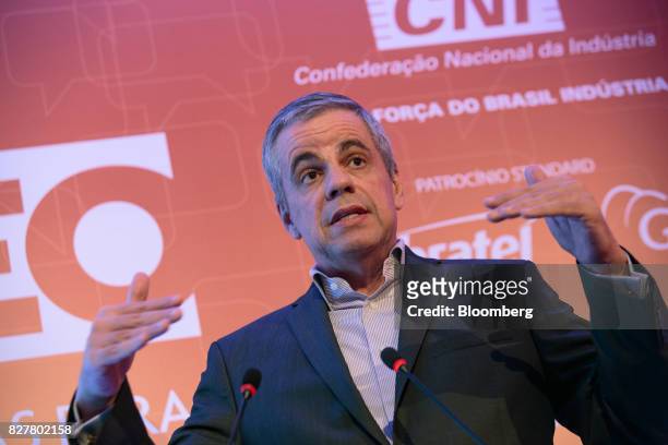 Joao Carlos Brega, president and chief executive officer of Whirlpool SA, speaks during the 2017 Exame Chief Executive Office event in Sao Paulo,...