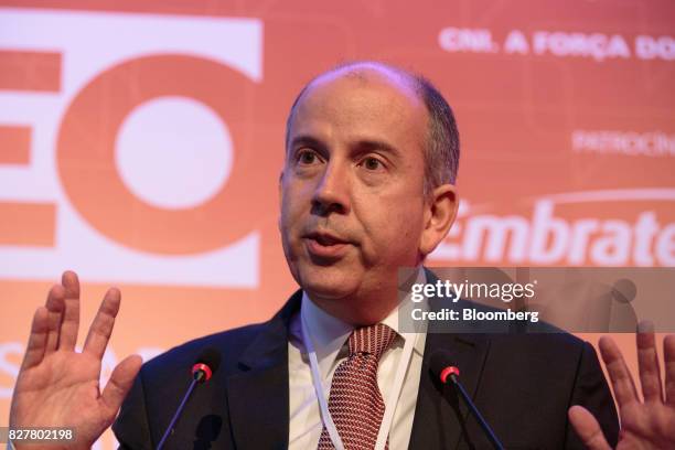 Marcilio Pousada, chief executive officer of Raia Drogasil SA, speaks during the 2017 Exame Chief Executive Office event in Sao Paulo, Brazil, on...