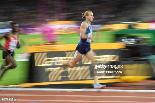 Evan JAGER, USA, during 3000 meter steeple chase finals in London at the 2017 IAAF World Championships athletics on August 8, 2017.