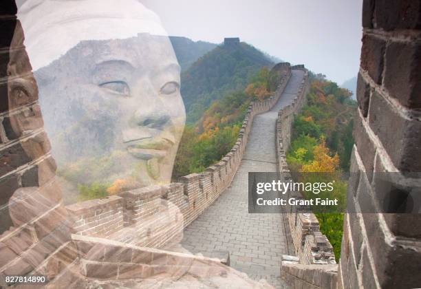 great wall of china, and warrior. - mausoleum of the first qin emperor stock pictures, royalty-free photos & images
