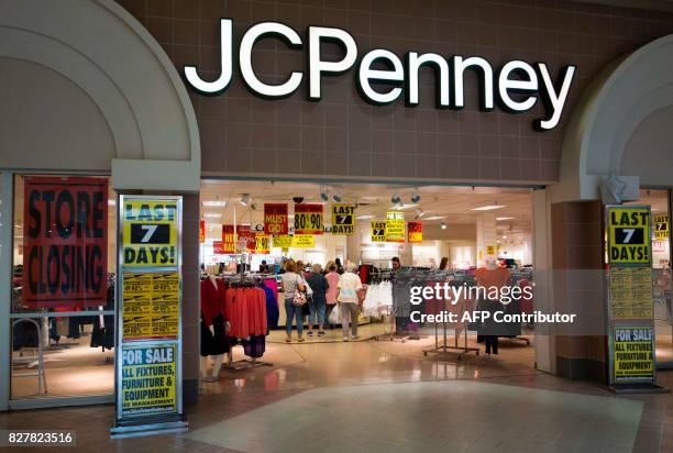 Shoppers view merchandise being sold at discount prices at the JCPenney at the Columbia Mall on July 24, 2017 in Bloomsburg, Pennsylvania. The...