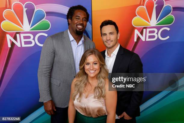 NBCUniversal Press Tour, August 2017 -- "Adventure Capitalists" cast -- Pictured: Dhani Jones, Shawn Johnson East, Jeremy Bloom --