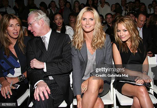 Project Runway judge Nina Garcia Tv personality Tim Gunn and model/Tv personality Heidi Klum attends the Christian Siriano Spring 2009 fashion show...