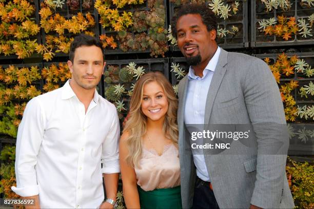 NBCUniversal Press Tour, August 2017 -- "CNBC Cocktail Reception" -- Pictured: Jeremy Bloom, Shawn Johnson East, Dhani Jones --