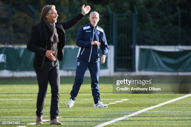 Regid Brouard coach of Red Star and Francis Gillot coach of Auxerre during the first round of French League Cup match between Red Star and AJ Auxerre...