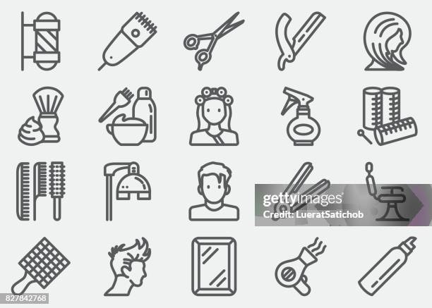 hair salon and barber line icons - nail salon stock illustrations