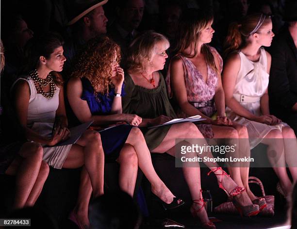 Actors Marisa Tomei, Bernadette Peters, Bette Midler, Juliette Lewis and Kate Mara attend the Zac Posen Spring 2009 fashion show during Mercedes-Benz...