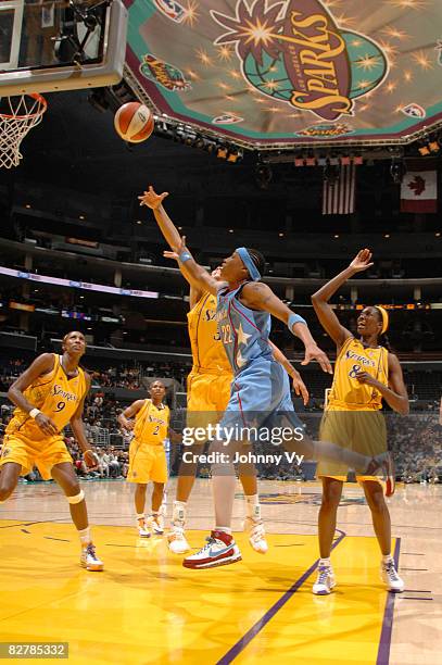 Betty Lennox of the Atlanta Dream puts up a shot during a game against the Los Angeles Sparks on September 11, 2008 at Staples Center in Los Angeles,...