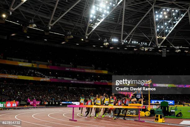 Evan Jager of the United States competes in the Men's 3000 metres Steeplechase final during day five of the 16th IAAF World Athletics Championships...