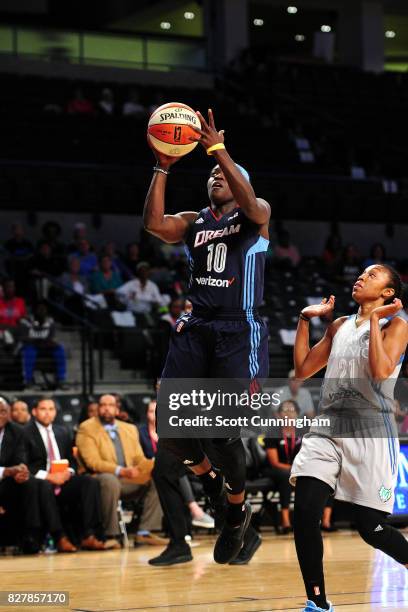 Matee Ajavon of the Atlanta Dream shoots the ball during the game against the Minnesota Lynx during at WNBA game on August 8, 2017 at Hank McCamish...