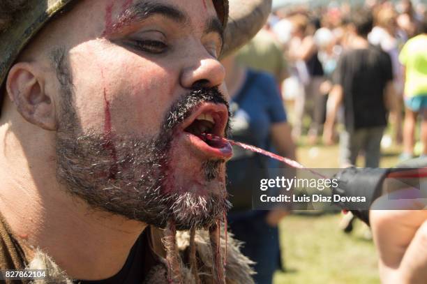 the viking landing party of catoira 2017 - galicia wine stock pictures, royalty-free photos & images