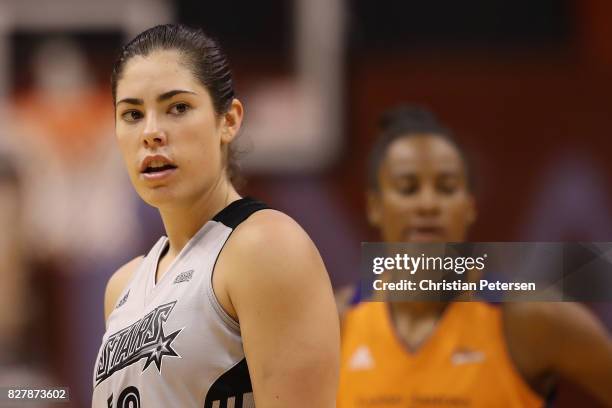 Kelsey Plum of the San Antonio Stars during the WNBA game against the Phoenix Mercury at Talking Stick Resort Arena on July 30, 2017 in Phoenix,...