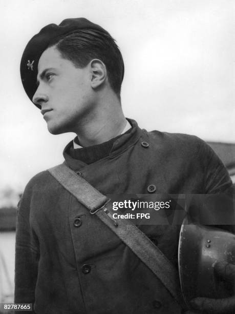 Young officer cadet from a US tank regiment, circa 1940.