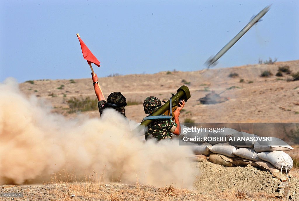 Macedonian soldier fire an anti-aircraft