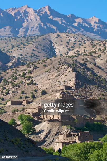 hiker at ancient city - toubkal stock pictures, royalty-free photos & images