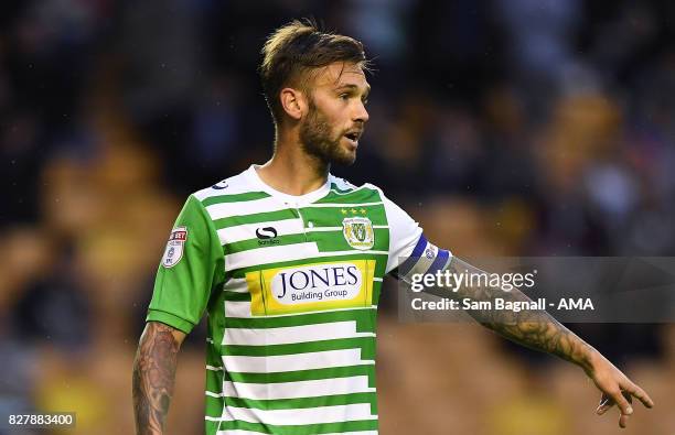 James Bailey of Yeovil Town during the Carabao Cup First Round match between Wolverhampton Wanderers and Yeovil Town at Molineux on August 8, 2017 in...