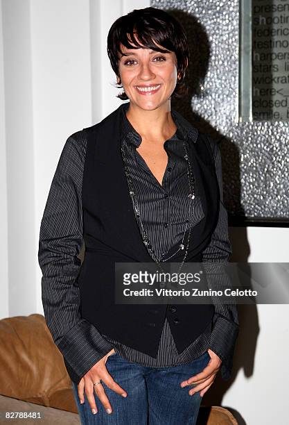 Actress Lucia Ocone attends "Quelli che il Calcio..." Press Conference held at Sheraton Diana Majestic Hotel on September 12, 2008 in Milan, Italy.