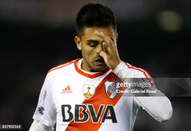 Gonzalo Martinez of River Plate gestures during a second leg match between River Plate and Guarani as part of round of 16 of Copa CONMEBOL...