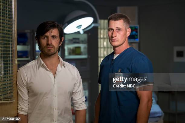 Keep The Faith" Episode 407 -- Pictured: Eoin Macken as TC Callahan, Brendan Fehr as Drew Alister --