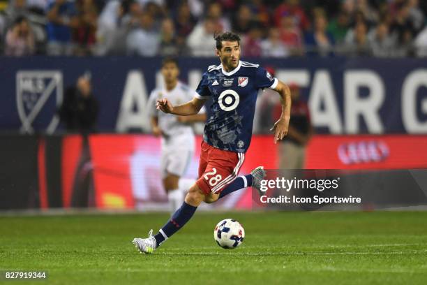 All-Star Ignacio Piatti controls the ball in the first half during a soccer match between the MLS All-Stars and Real Madrid on August 2 at Soldier...