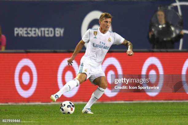 Real Madrid midfielder Toni Kroos controls the ball in the first half during a soccer match between the MLS All-Stars and Real Madrid on August 2 at...