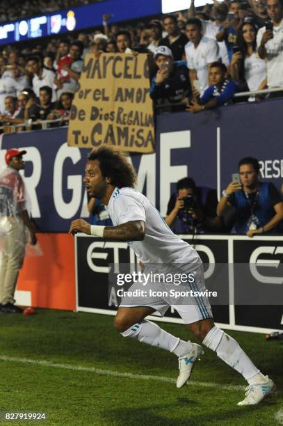 Real Madrid defender Marcelo in action in the second half during a soccer match between the MLS All-Stars and Real Madrid on August 2 at Soldier...