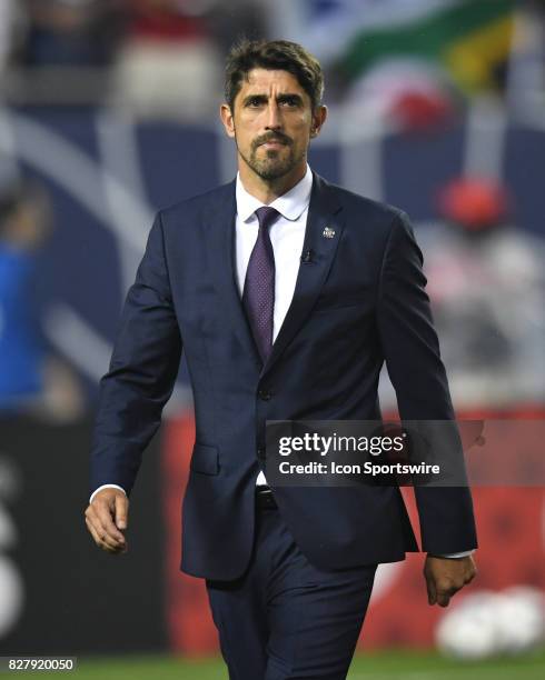 All-Star head coach Veljko Paunovic prior to a soccer match between the MLS All-Stars and Real Madrid on August 2 at Soldier Field, in Chicago, IL.