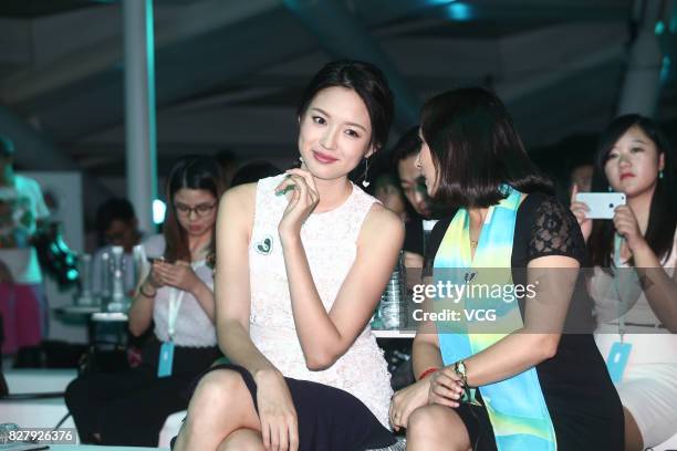 Miss World Zhang Zilin attends the commercial event of Pampers on August 8, 2017 in Beijing, China.