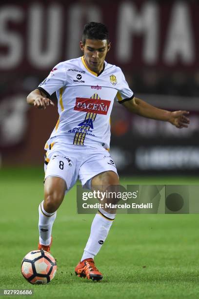 Diego Bejarano of The Strongest drives the ball during the second leg match between Lanus and The Strongest as part of round of 16 of Copa CONMEBOL...