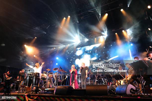 Bobby Kimball, Chris Thompson, Leslie Mandoki, Julia Mandoki, Nick van Eede, John Helliwell and Man Doki Soulmates perform during the Sziget Festival...