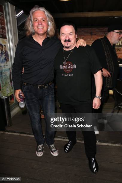 Milos Malesevic, husband of Karin Thaler and Bobby Kimball attend the Man Doki Soulmates concert during tthe Sziget Festival at Budapest Park on...