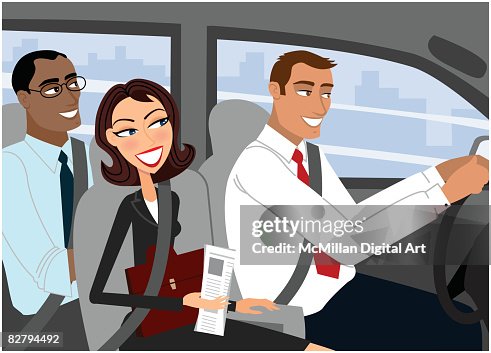 Three executives carpooling Three executives carpooling
