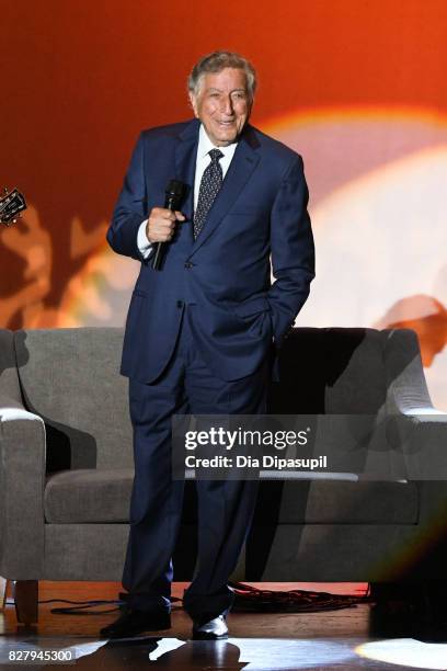 Tony Bennett performs onstage during WCBS Newsradio 880's "Celebrating 50 Years of News: A Night of New York Stories" at PlayStation Theater on...