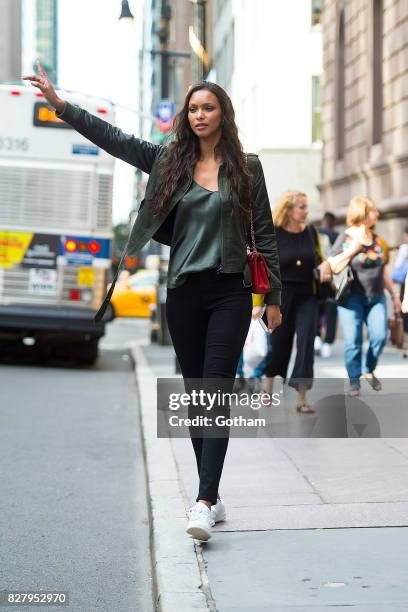 Model Lais Ribeiro is seen in Midtown on August 8, 2017 in New York City.